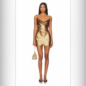 Superdown Shimmering Metallic Gold Mini Dress